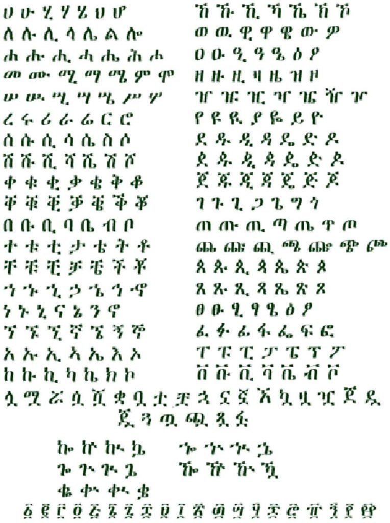 Ethiopian language amharic letters
