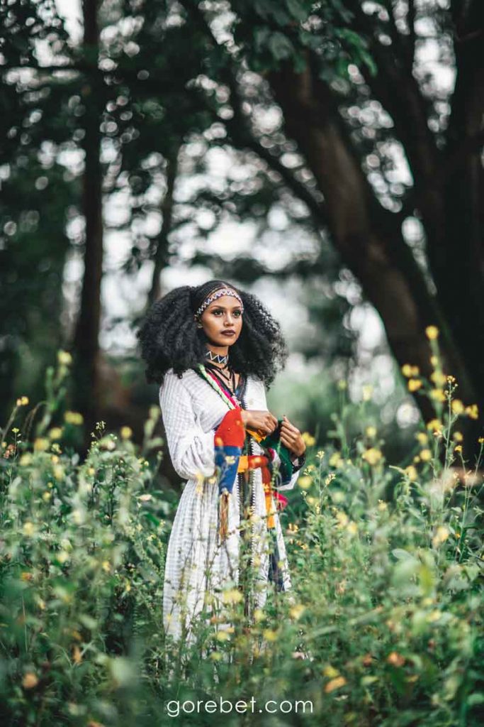 Woman wearing Ethiopian cultural clothes